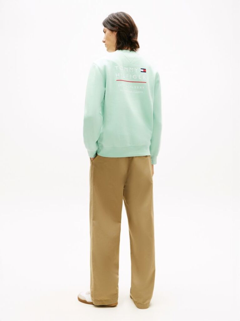 Green Logo Embroidery Terry Sweatshirt  Men