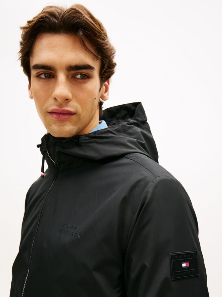 Black Hooded Zip-Thru Jacket  Men