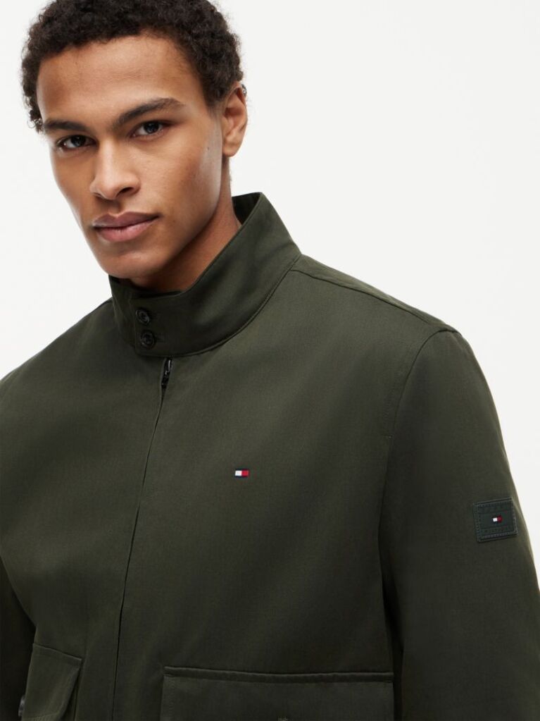 Green Logo Patch Zip-Thru Harrington Jacket  Men
