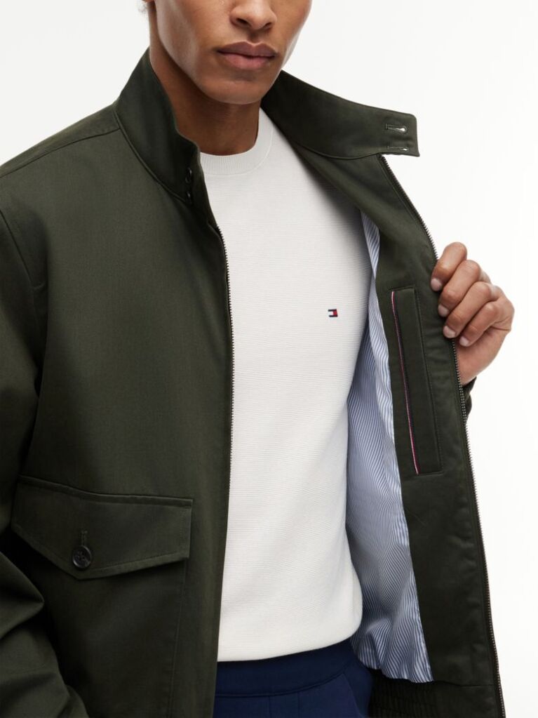 Green Logo Patch Zip-Thru Harrington Jacket  Men