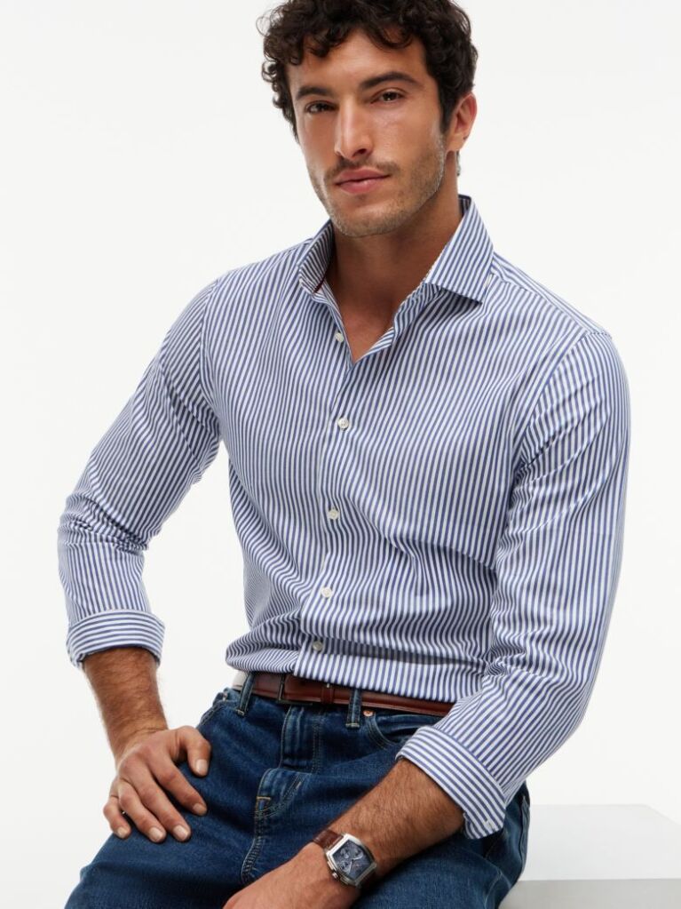 Multi Camasa Smart Casual Cu Croiala Slim Si Dungi  Barbati