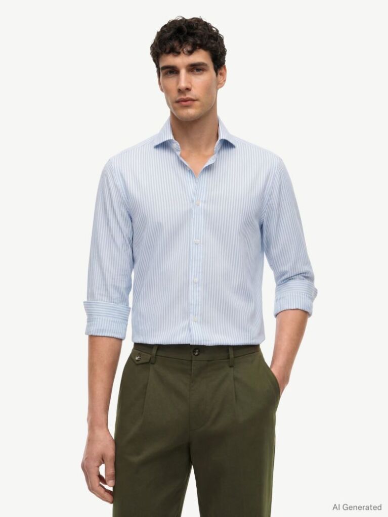 Multi Camasa Smart Casual Cu Croiala Slim Si Dungi  Barbati