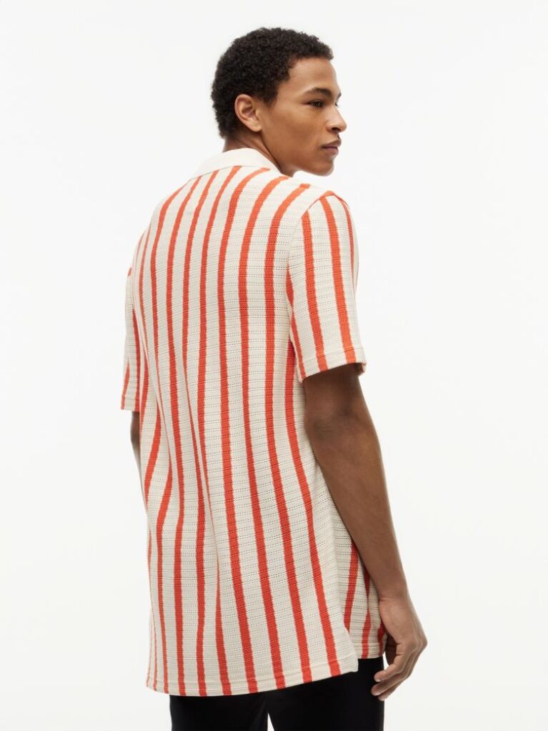Multi Relaxed Fit Open Knit Polo Shirt  Men