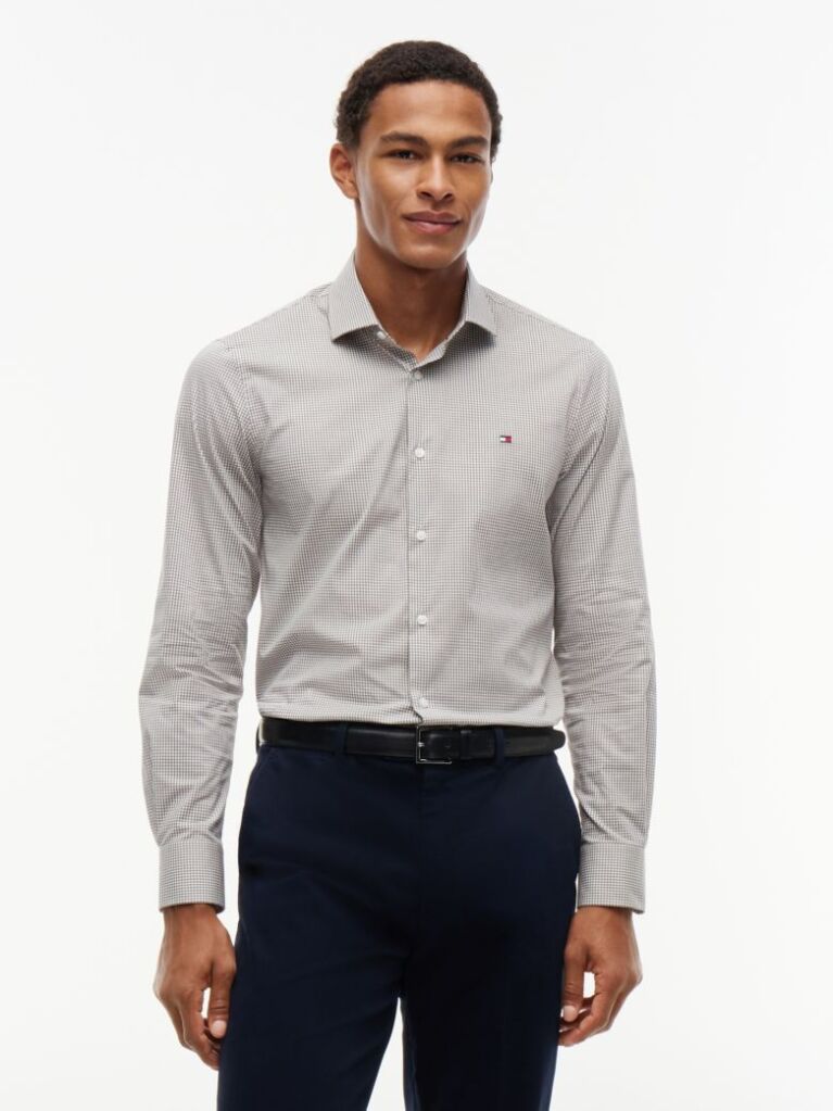 Multi Camasa Cu Croiala Slim Din Poplin Cu Carouri Gingham  Barbati