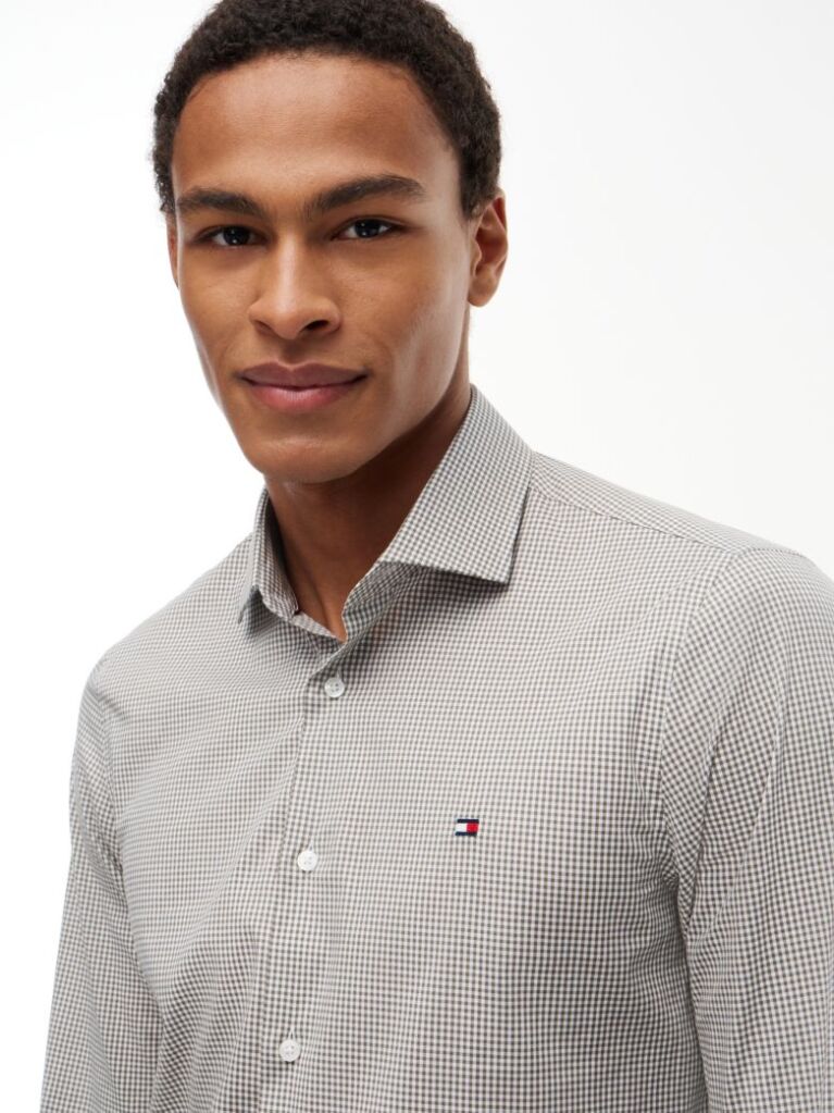 Multi Camasa Cu Croiala Slim Din Poplin Cu Carouri Gingham  Barbati