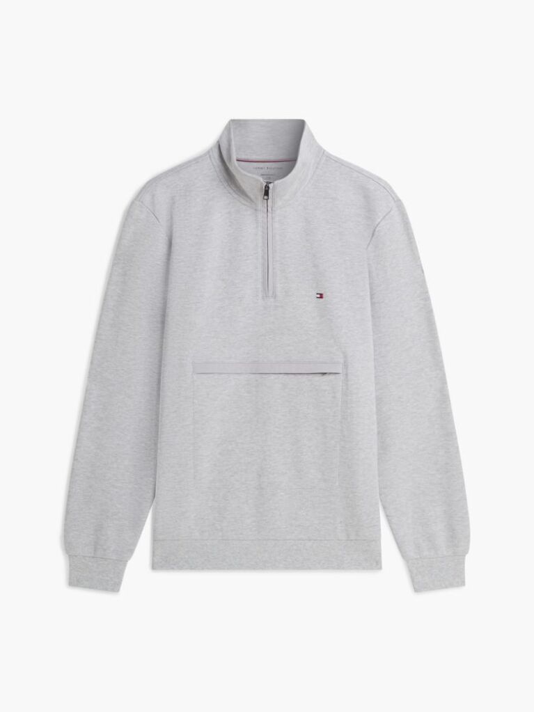 Gri Hanorac Fara Gluga Cu Intechno Tricotaj Si Fermoar Quarter-Zip  Barbati