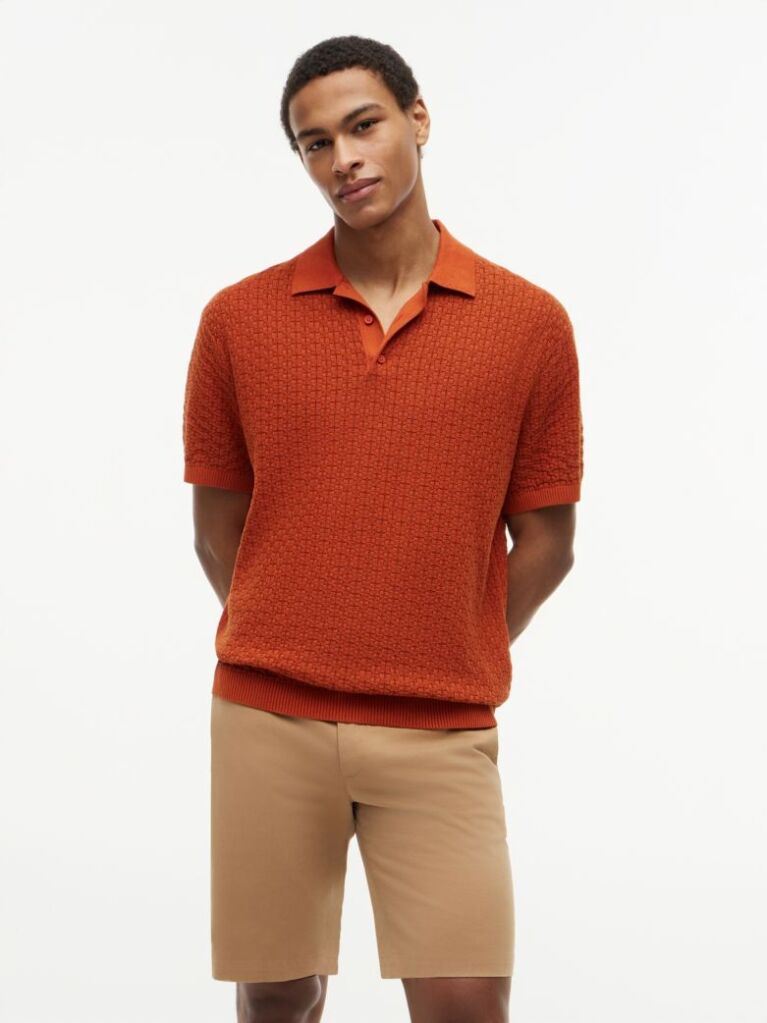 Portocaliu Tricou Polo Cu Croiala Lejera Uzat  Barbati