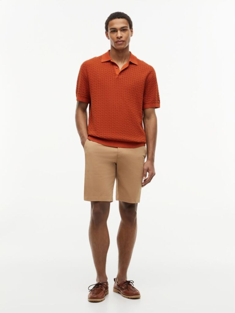 Portocaliu Tricou Polo Cu Croiala Lejera Uzat  Barbati