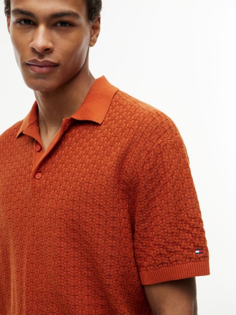 Portocaliu Tricou Polo Cu Croiala Lejera Uzat  Barbati