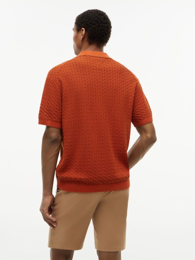 Portocaliu Tricou Polo Cu Croiala Lejera Uzat  Barbati