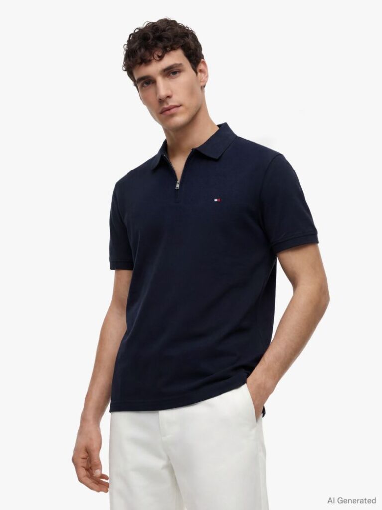 Blue Polo Cu Croiala Regular  Barbati