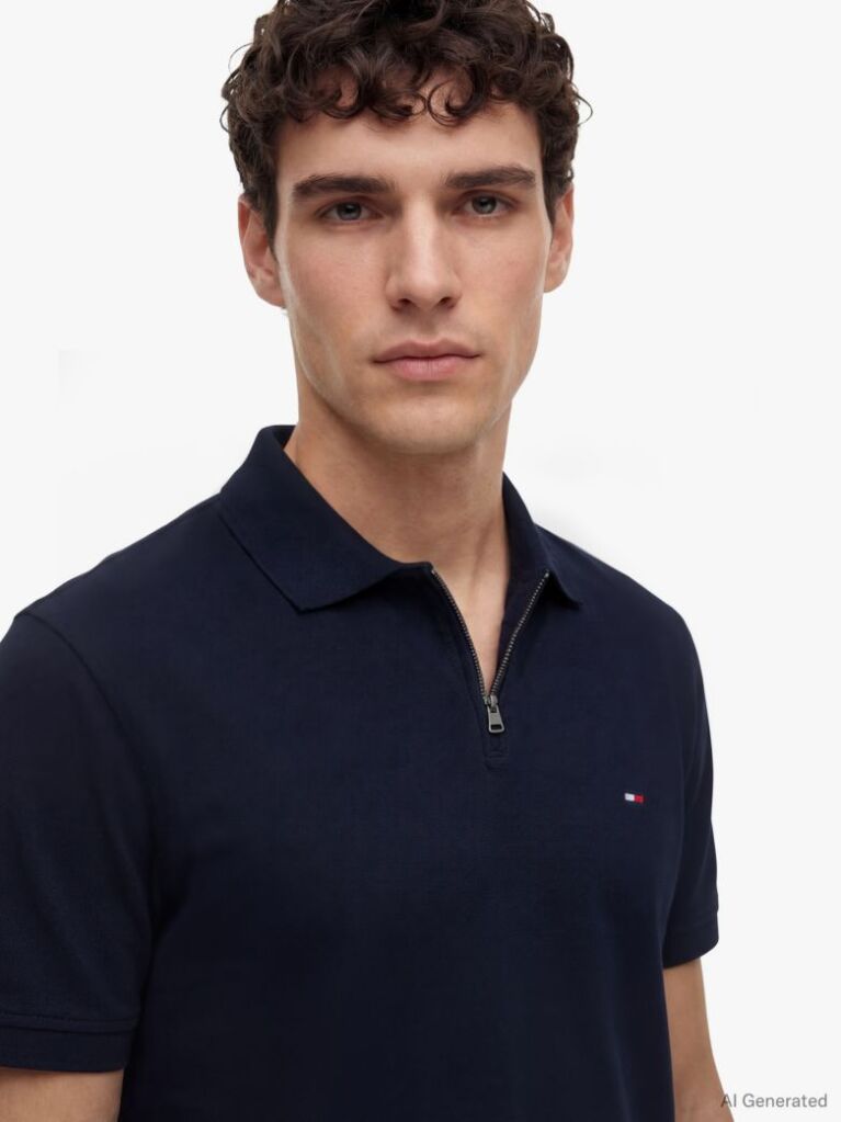 Blue Polo Cu Croiala Regular  Barbati