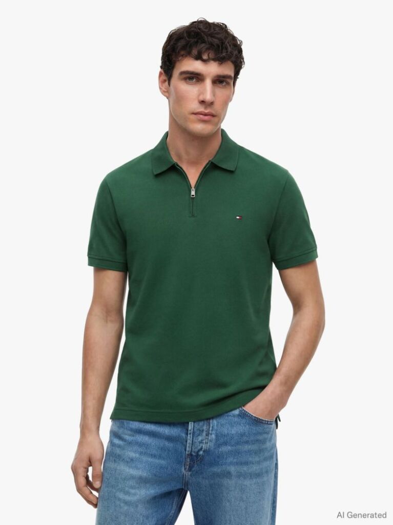 Verde Polo Cu Croiala Regular  Barbati