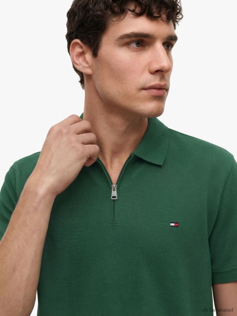 Verde Polo Cu Croiala Regular  Barbati