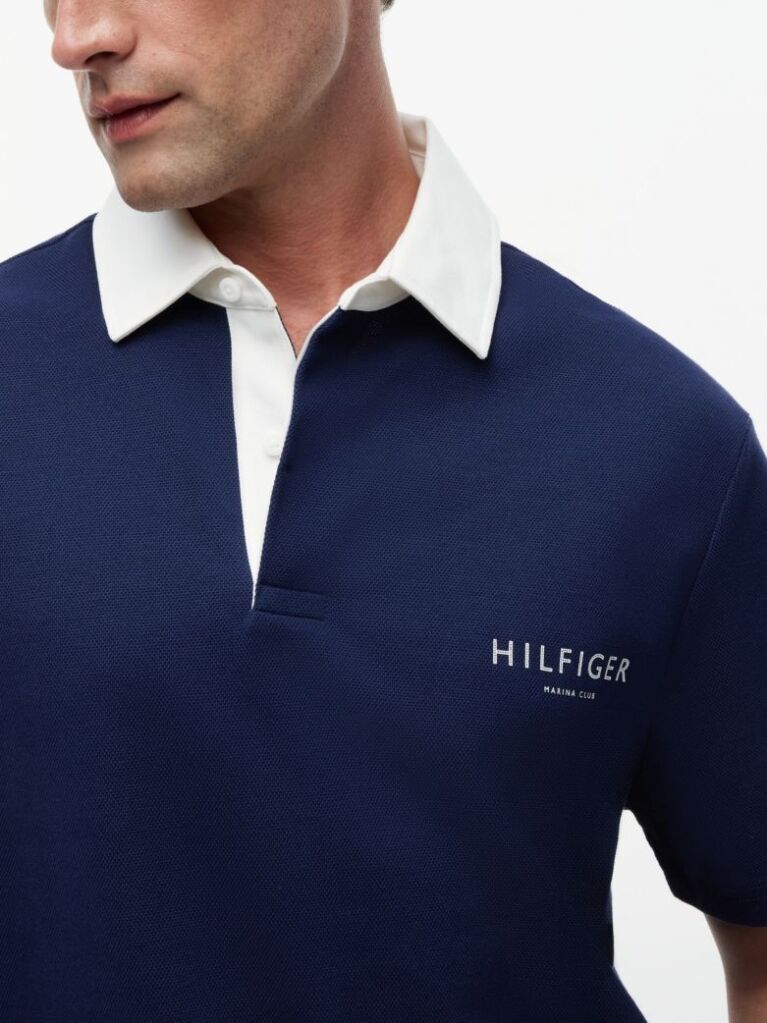 Blue Polo Pique Cu Croiala Clasica  Barbati