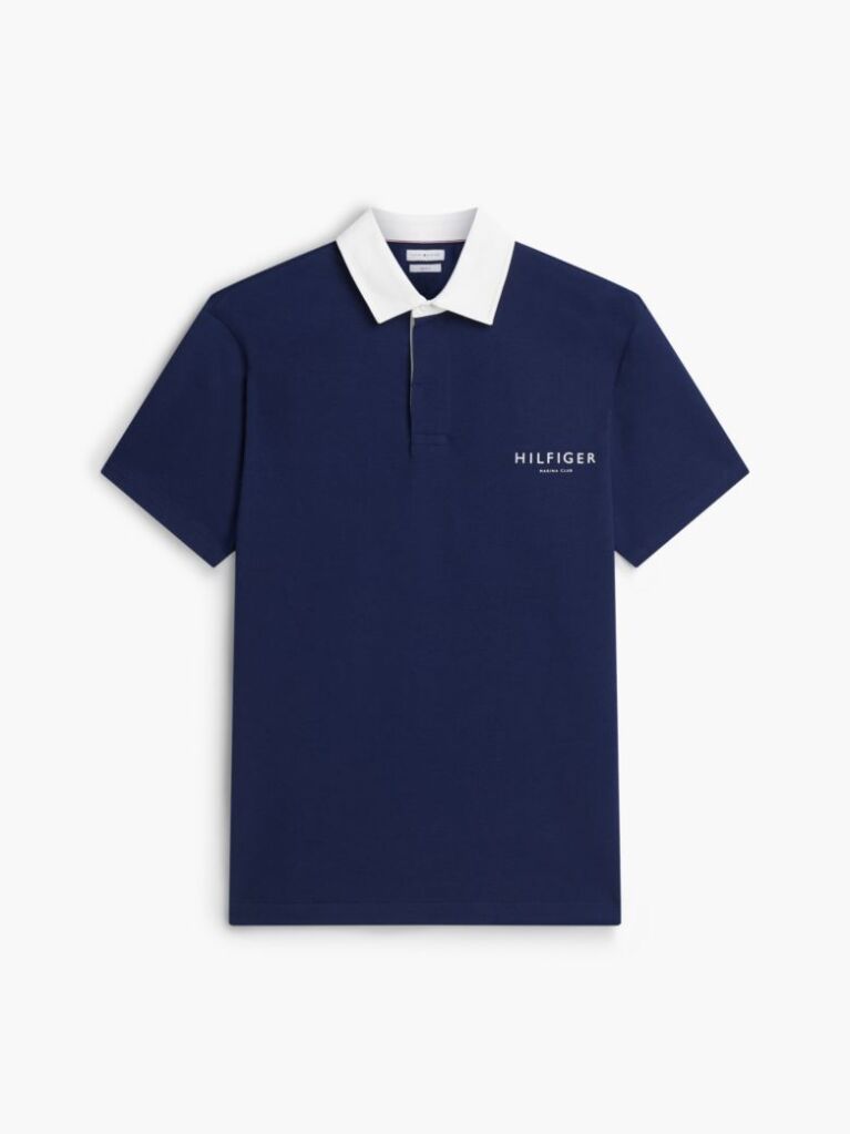 Blue Polo Pique Cu Croiala Clasica  Barbati