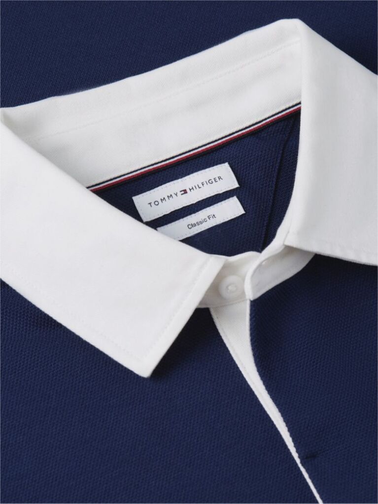 Blue Polo Pique Cu Croiala Clasica  Barbati