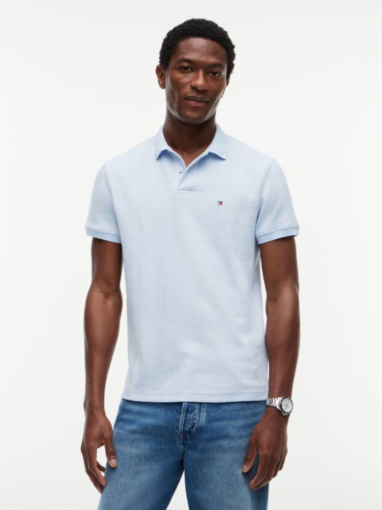 Blue Regular Fit Tonal Stripe Polo Shirt  Men
