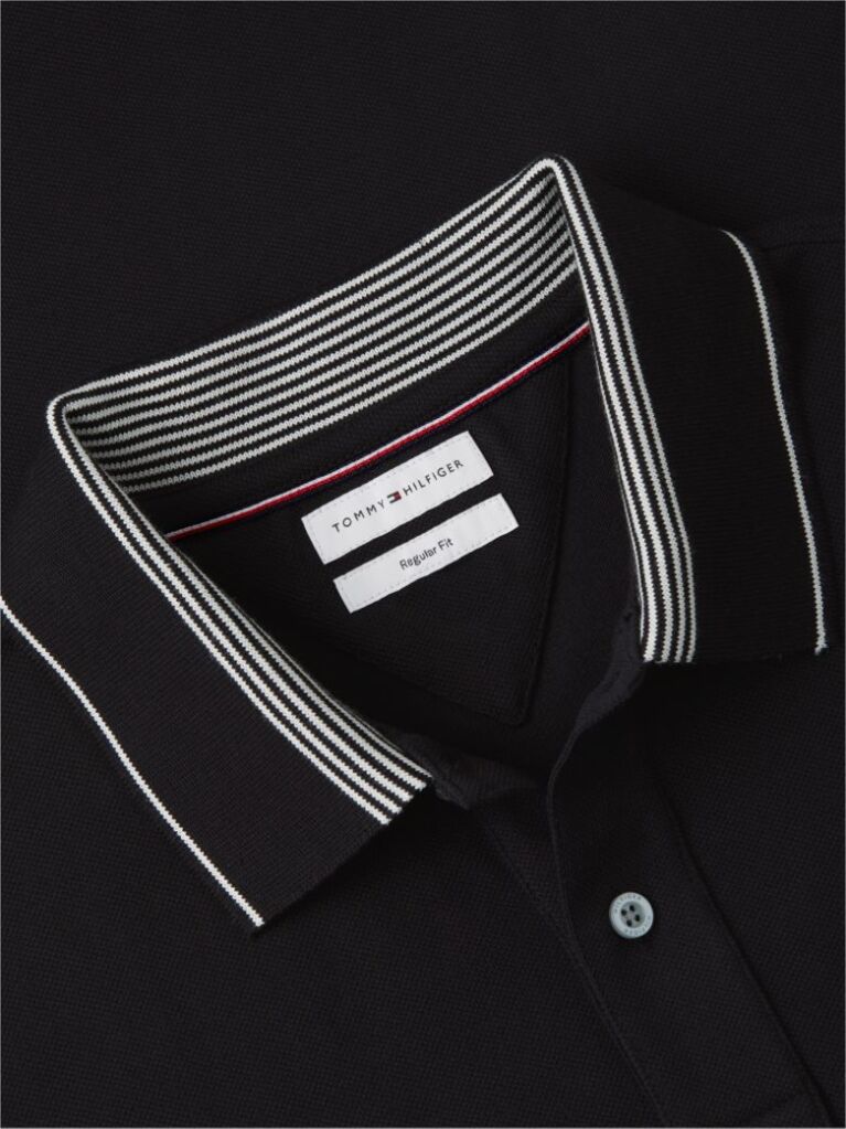 Black Heritage Regular Fit Stripe Trim Polo Shirt  Men