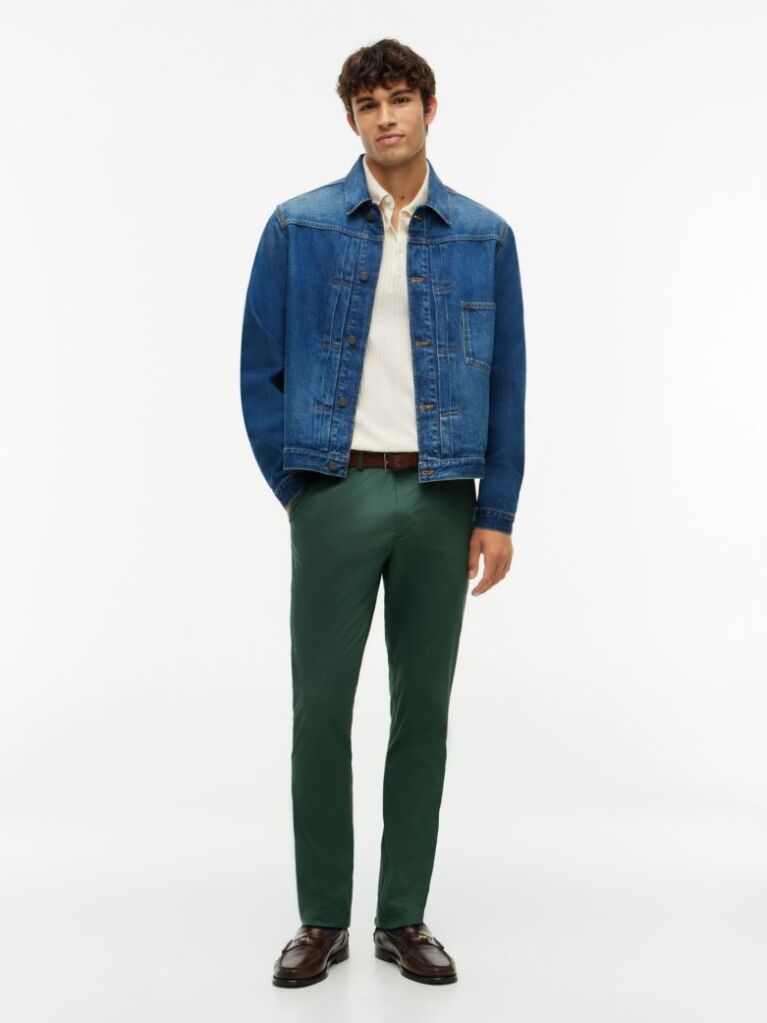 Verde Pantaloni Chino Cu Imprimeu Bleecker Slim  Barbati