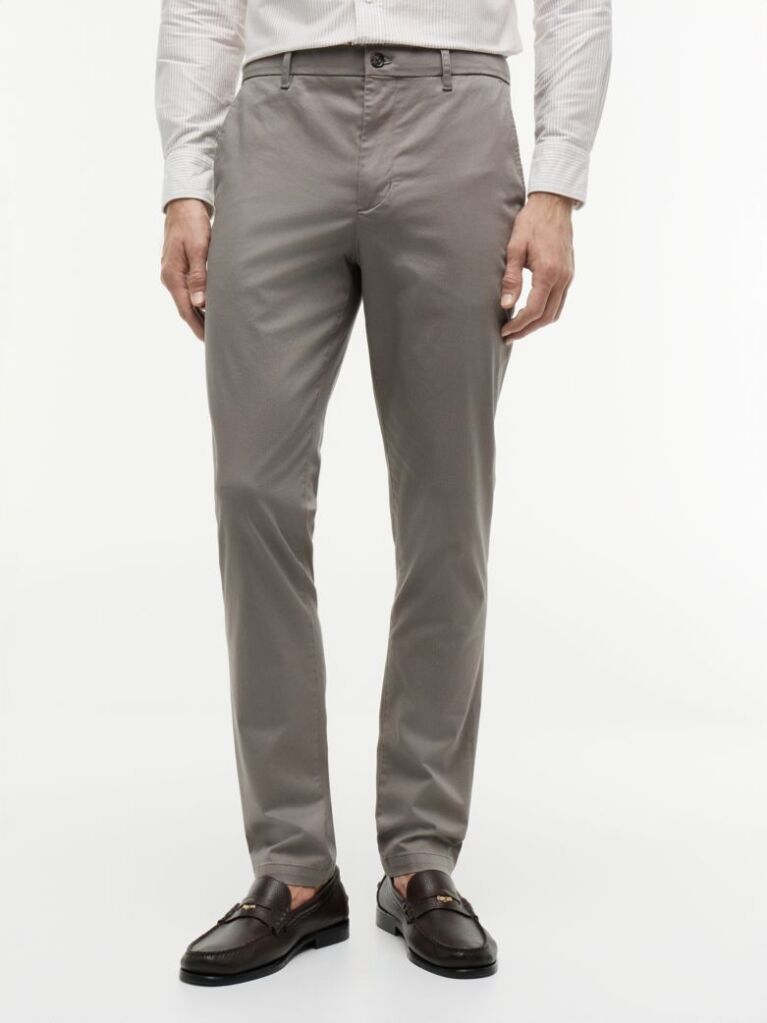 Gri Pantaloni Chino Cu Imprimeu Bleecker Slim  Barbati