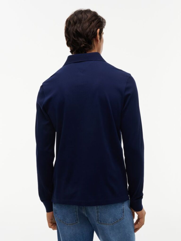 Blue Polo Cu Maneca Lunga Si Croiala Regular  Barbati
