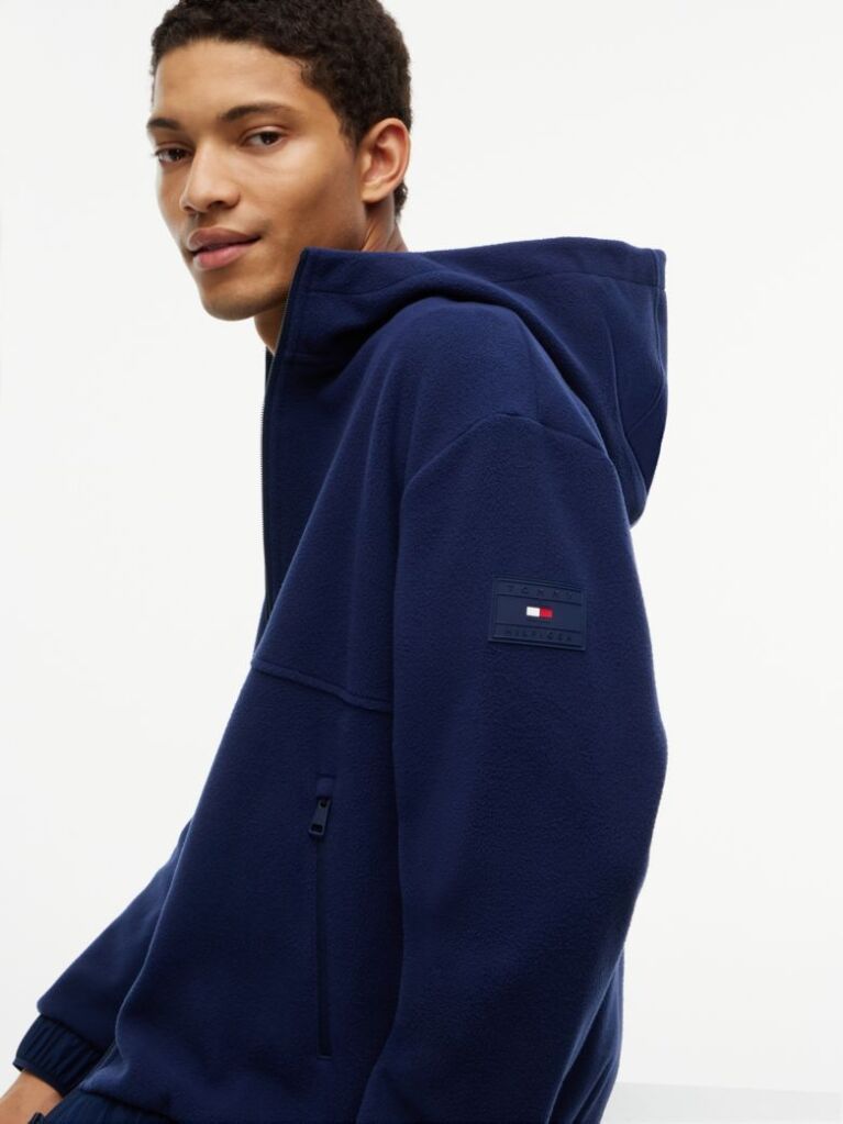 Blue Hanorac Fleece Performance Cu Croiala Lejera Si Fermoar  Barbati