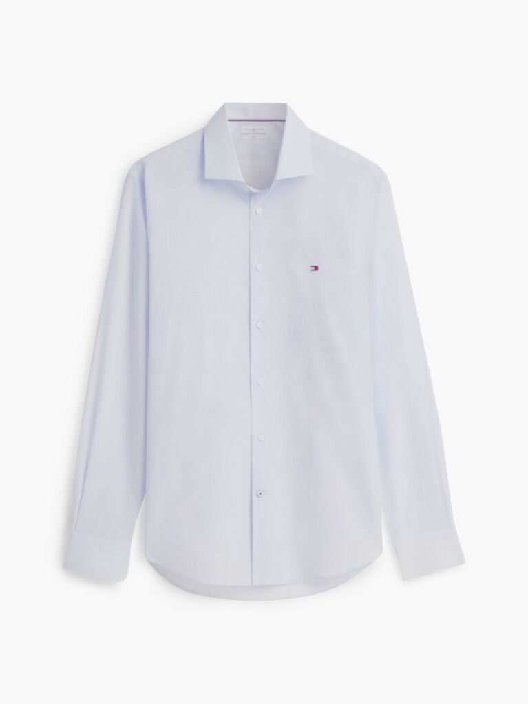 Blue Slim Fit Micro Print Poplin Shirt  Men