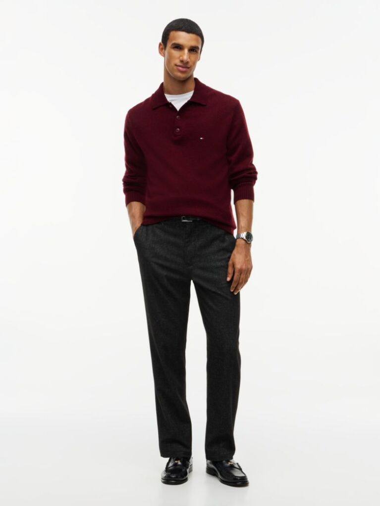 Negru Pantaloni Chinos Denton Cu Croiala Dreapta  Barbati