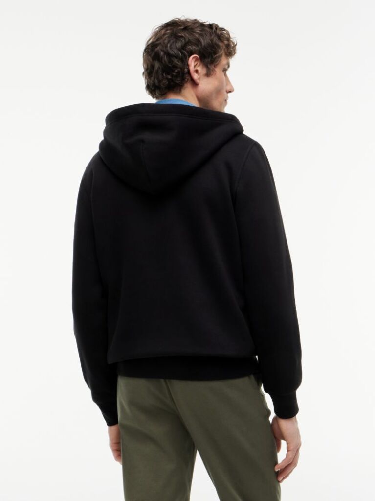 Negru Hanorac Cu Fleece Steag Brodat Si Fermoar  Barbati