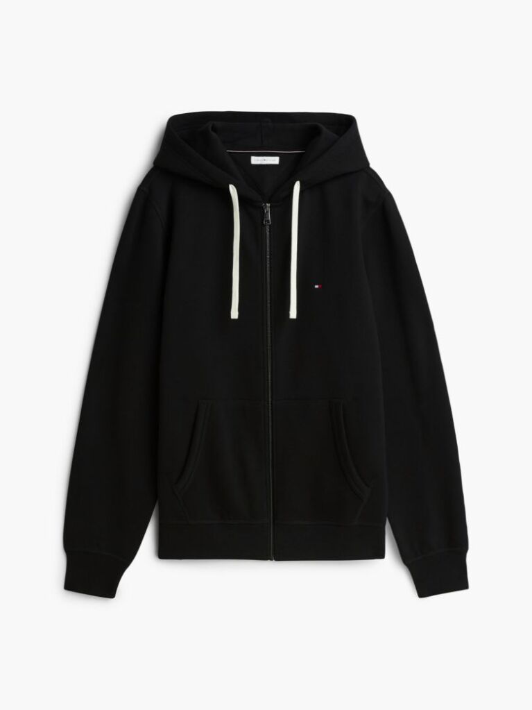 Negru Hanorac Cu Fleece Steag Brodat Si Fermoar  Barbati