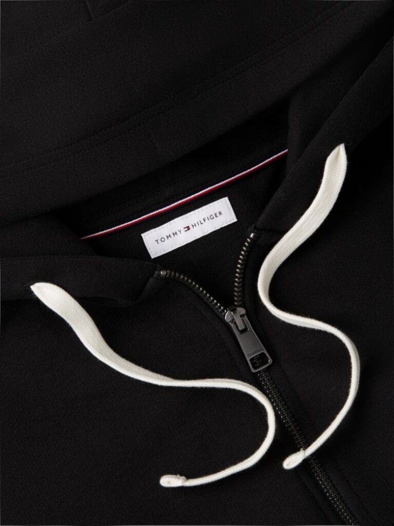 Negru Hanorac Cu Fleece Steag Brodat Si Fermoar  Barbati