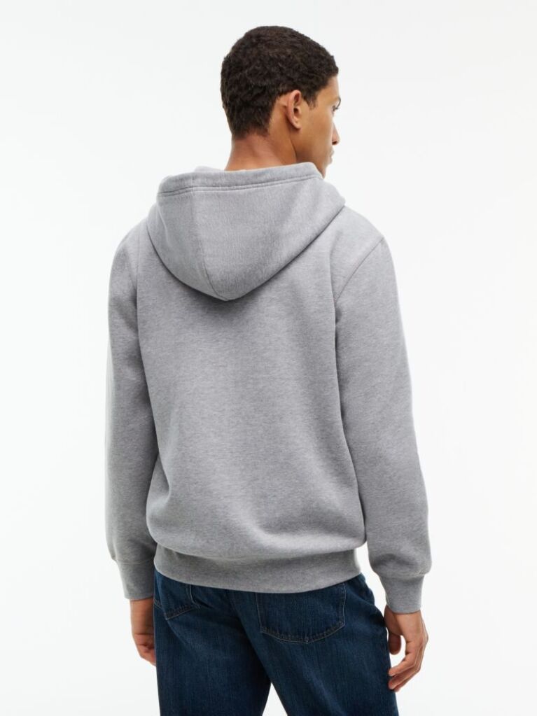 Gri Hanorac Cu Fleece Steag Brodat Si Fermoar  Barbati