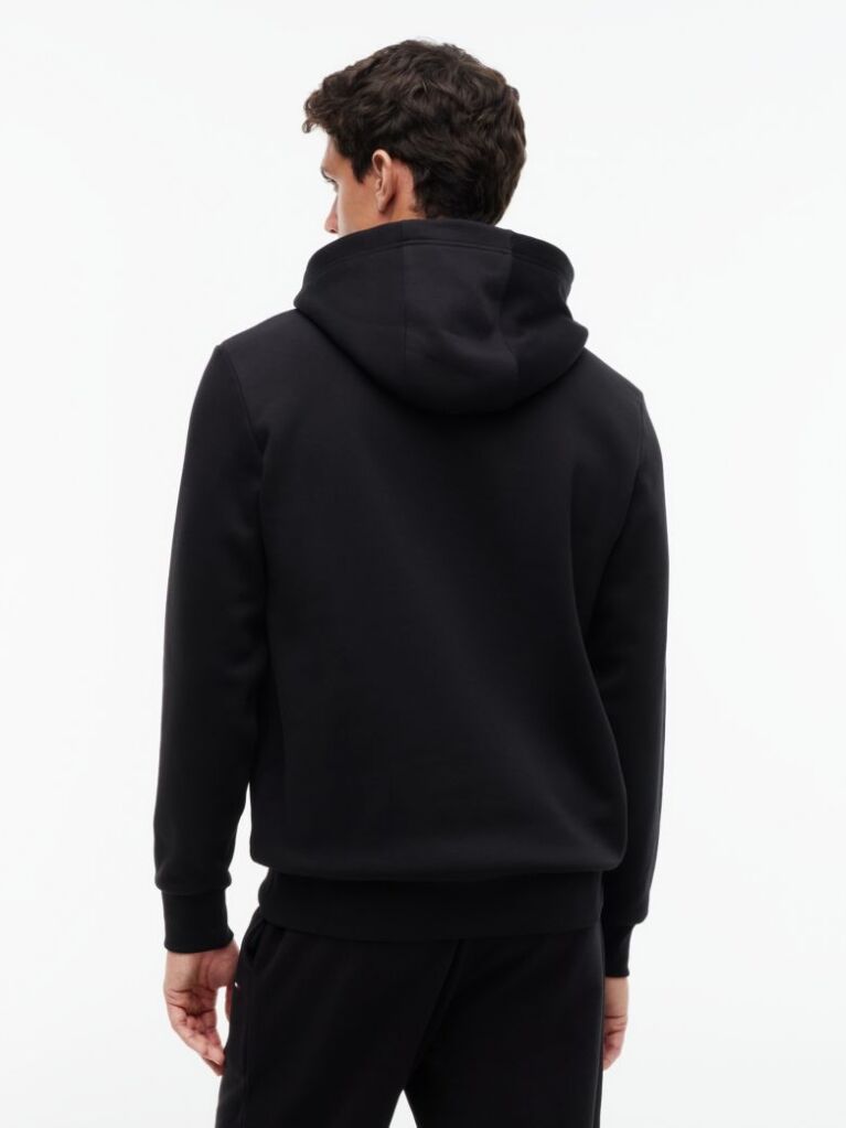 Negru Hanorac Cu Fleece Logo Si Cordon  Barbati