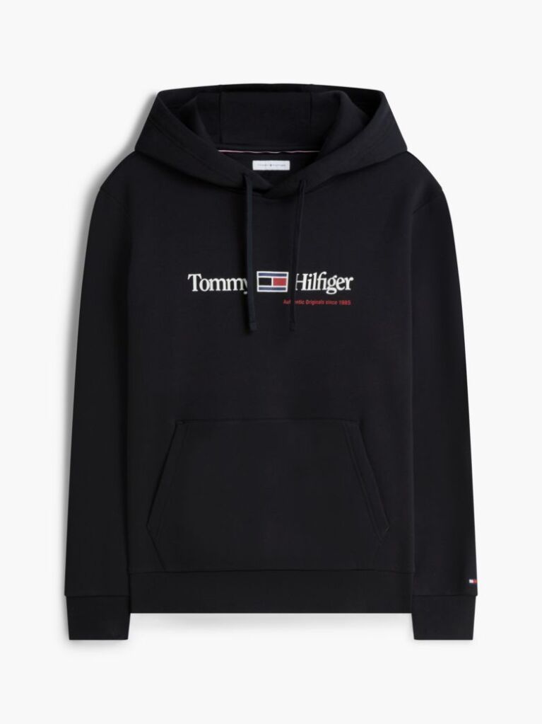 Negru Hanorac Cu Fleece Logo Si Cordon  Barbati