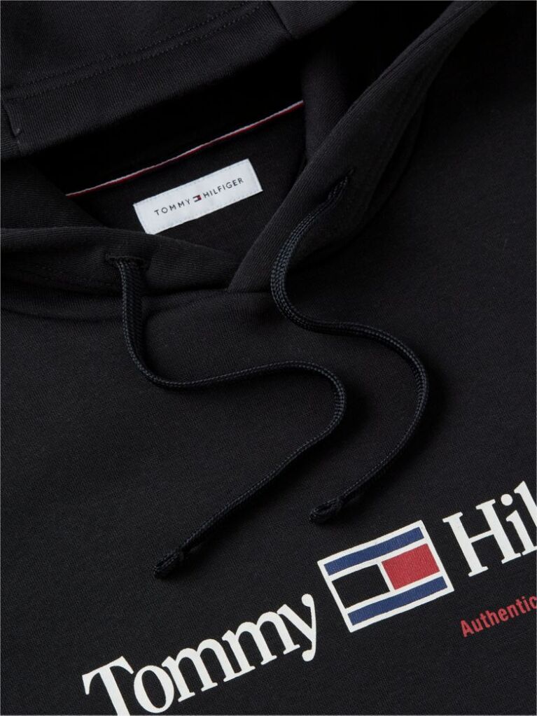 Negru Hanorac Cu Fleece Logo Si Cordon  Barbati