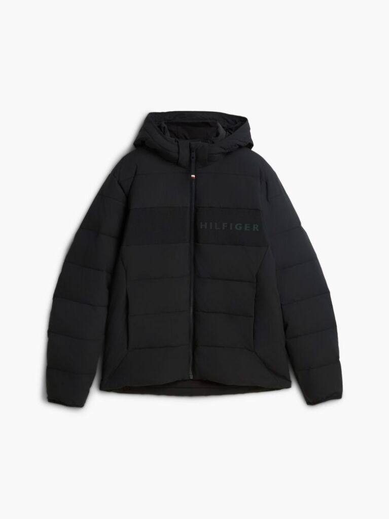 Negru Geaca Puffer Cu Gluga Si Strat Dublu  Barbati