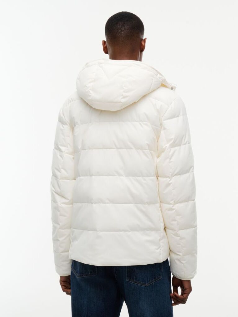 Bej Geaca Puffer Cu Gluga Si Strat Dublu  Barbati