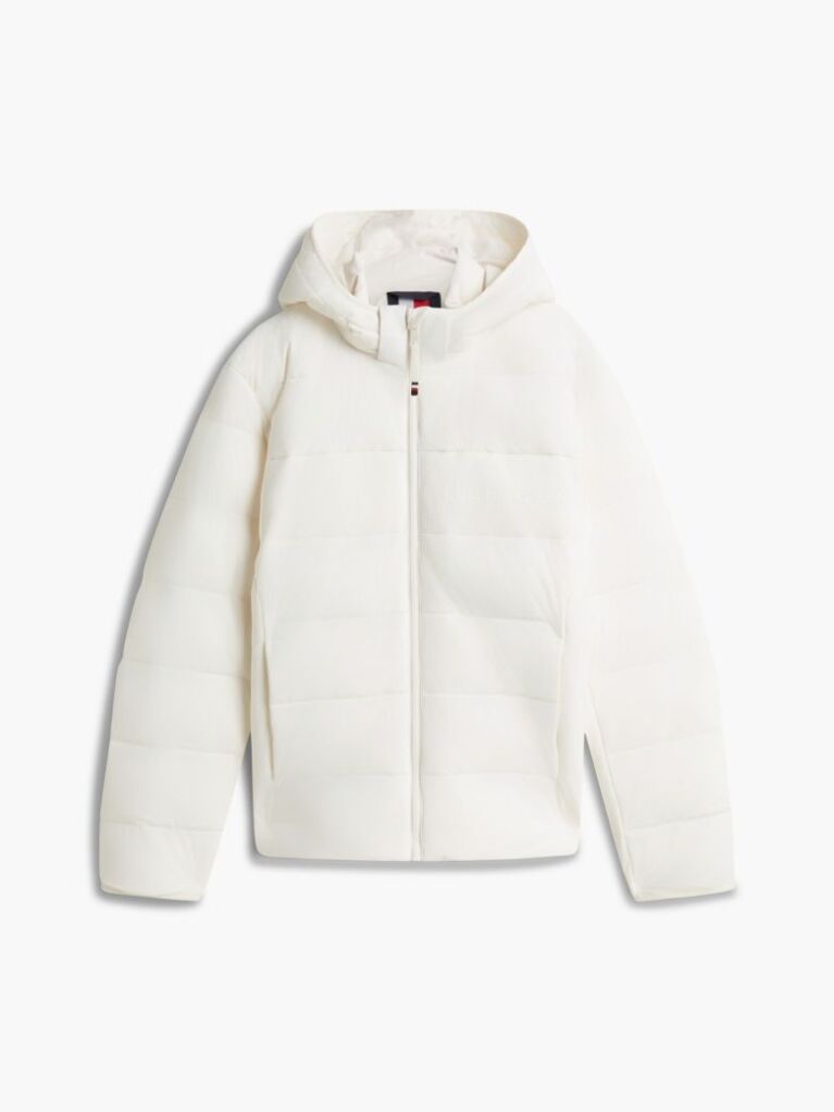 Bej Geaca Puffer Cu Gluga Si Strat Dublu  Barbati