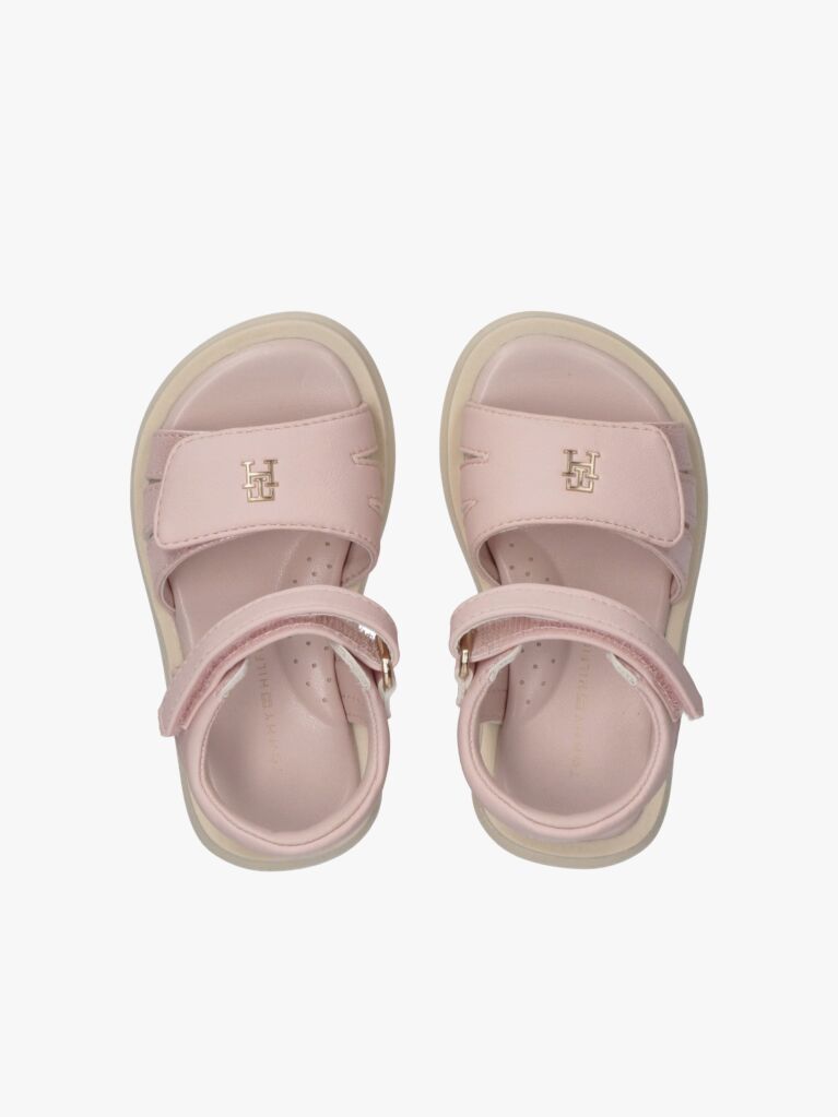 Roz Sandale Cu Velcro  Fete