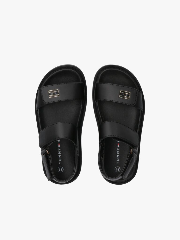 Negru Sandale Cu Logo Si Velcro  Fete