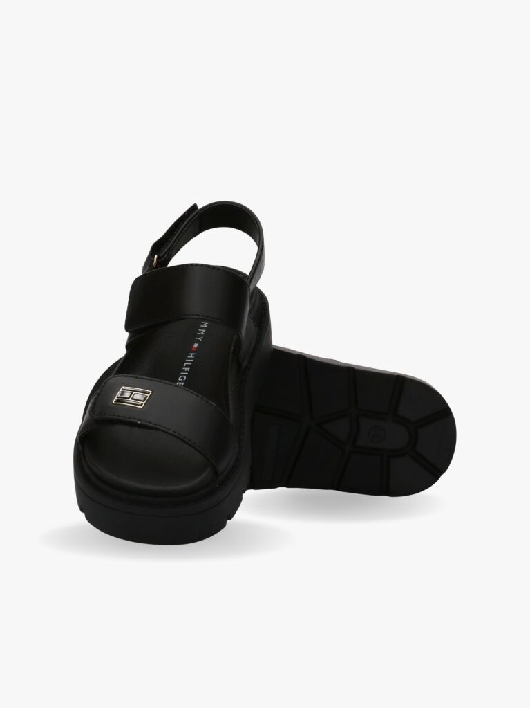 Negru Sandale Cu Logo Si Velcro  Fete