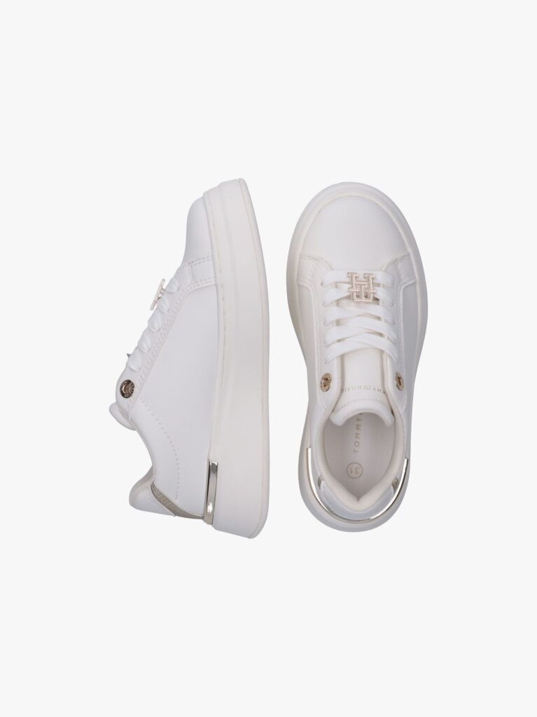 White TH Monogram Metallic Trim Sneakers  Girls