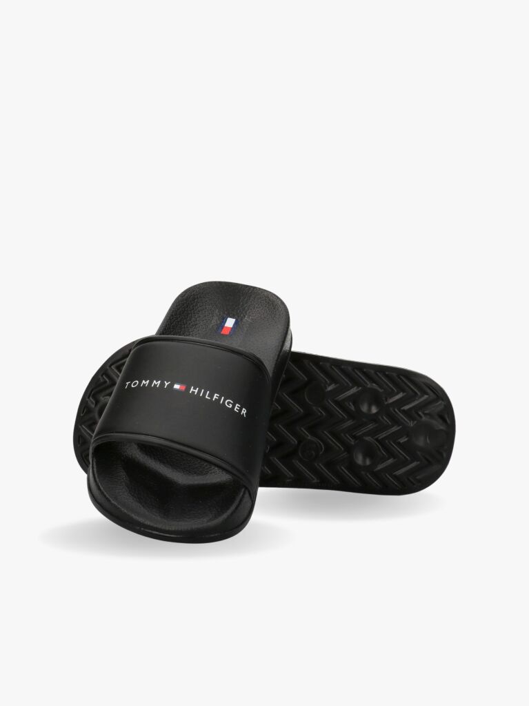 Black Logo Pool Slides  Kids Unisex