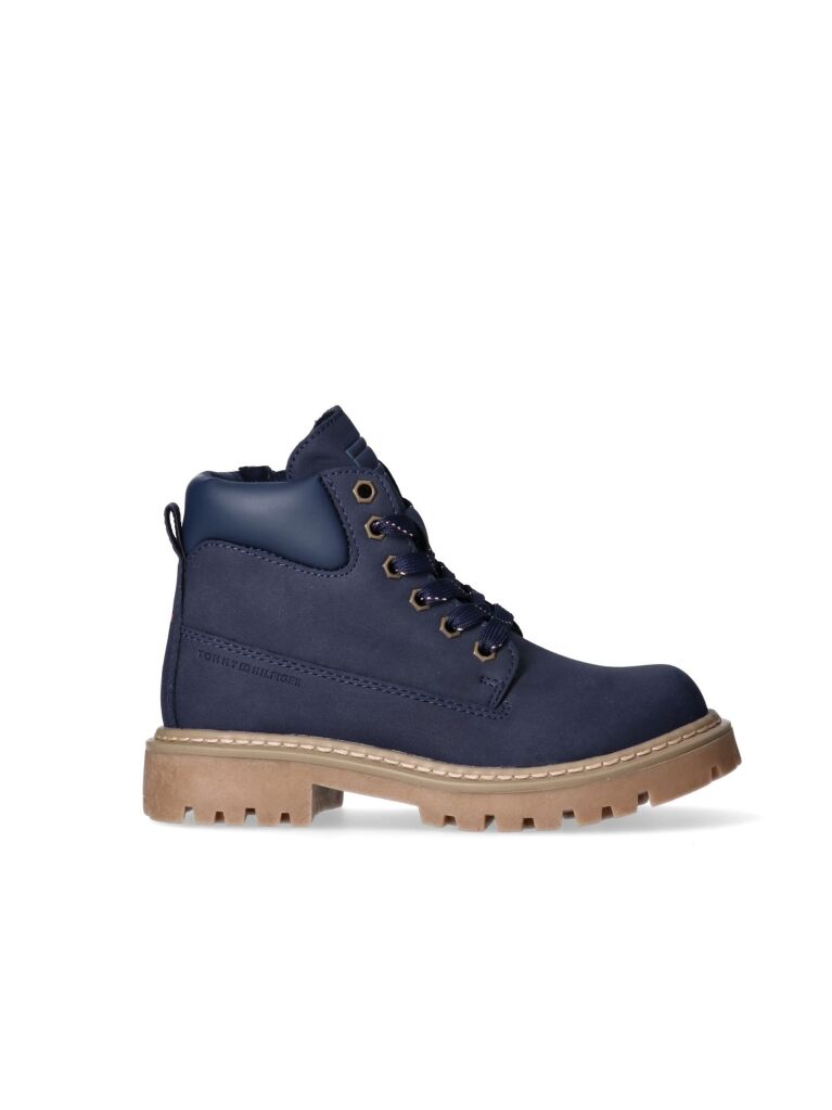 Blue Cleat Debossed Ankle Boots  Kids Unisex