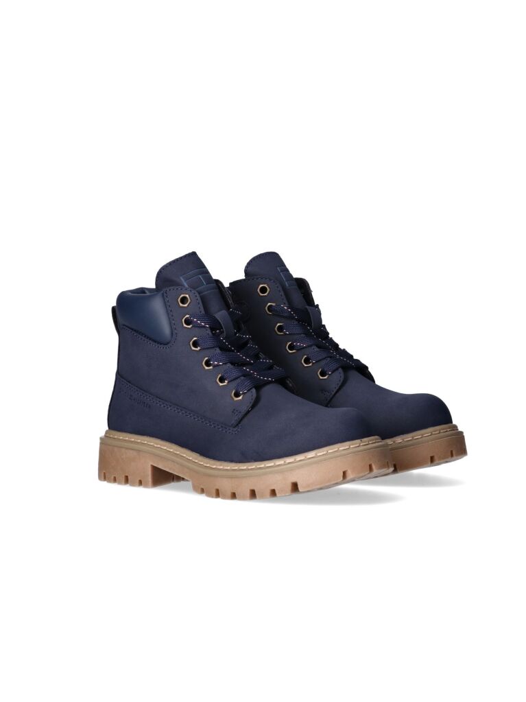 Blue Cleat Debossed Ankle Boots  Kids Unisex