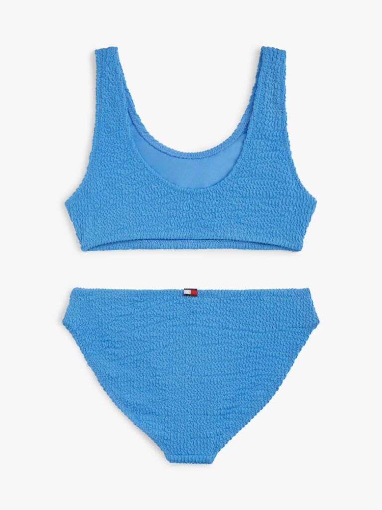 Blue Set Bikini Cu Sutien Bralette Brodat Si Logo Texturat  Fete