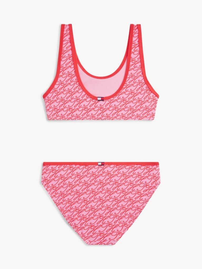 Pink Logo Print Bralette Bikini Set  Girls