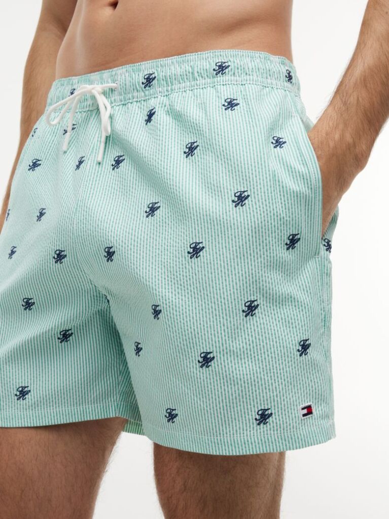 Multi Ithaca Embroidery Mid Length Swim Shorts  Men