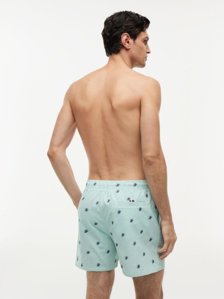 Multi Ithaca Embroidery Mid Length Swim Shorts  Men